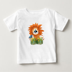 Niedlicher Cartoon Löwe im Blumengarten Baby T-shirt