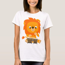 Niedlicher Cartoon Löwe spielen Bongos T - Shirt