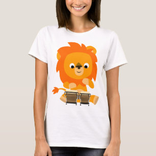 Niedlicher Cartoon Löwe spielen Bongos T - Shirt