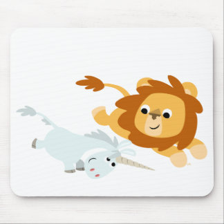 Niedlicher Cartoon Löwe und Einhornmousepad Mousepad
