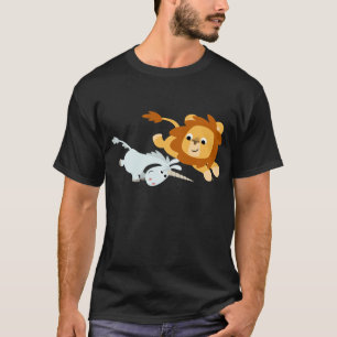 Niedlicher Cartoon-Löwe und Unicorn-T - Shirt