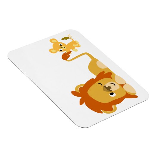 Niedlicher Cartoon Löwe Vater und Cub Flexible Mag Magnet (Rechte Seite)