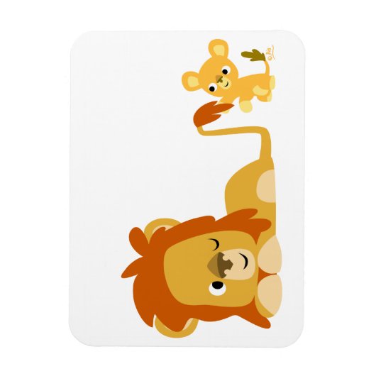 Niedlicher Cartoon Löwe Vater und Cub Flexible Mag Magnet (Vertikal)