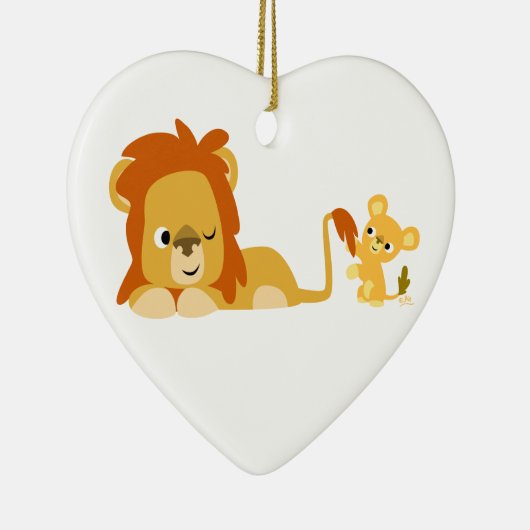 Niedlicher Cartoon Löwe Vater und Cub Ornament (Rechts)