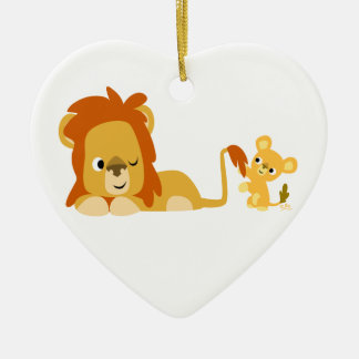 Niedlicher Cartoon Löwe Vater und Cub Ornament