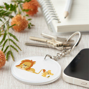 Niedlicher Cartoon Löwe Vater und Cub Schlüsselanh Schlüsselanhänger