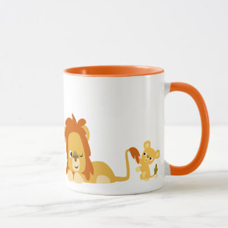 Niedlicher Cartoon Löwe Vater und Cub Tasse