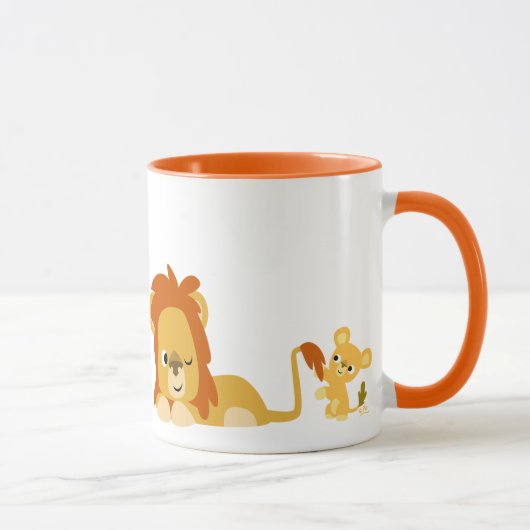 Niedlicher Cartoon Löwe Vater und Cub Tasse (Rechts)