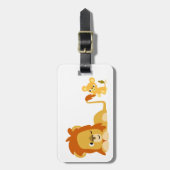 Niedlicher Cartoon Löwe Vater und Kupfer Gepäckanh Gepäckanhänger (Vorderseite vertikal)