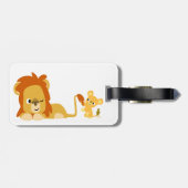Niedlicher Cartoon Löwe Vater und Kupfer Gepäckanh Gepäckanhänger (Rückseite horizontal)