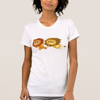 Niedlicher Cartoon Löwen in Eile T - Shirt der Fra