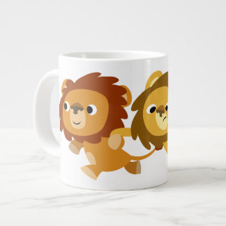 Niedlicher Cartoon Löwen in einer eiligen Jumbo-Ta Jumbo-Tasse