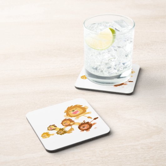 Niedlicher Cartoon Löwen's Parade Untersetzer Set (Rechte Seite)