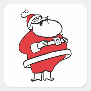 Niedlicher Cartoon lustiger Weihnachtsmann lachend Quadratischer Aufkleber