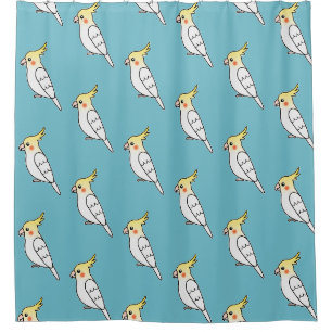 Niedlicher Cartoon Lutino Cockatiel Bird-Muster Duschvorhang