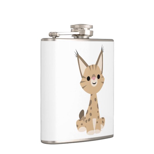 Niedlicher Cartoon Lynx Hip Flask Flachmann (Rechts)