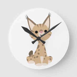Niedlicher Cartoon Lynx Wall Clock Runde Wanduhr
