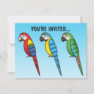 Niedlicher Cartoon Macaw Parrot Birds Einladung