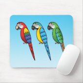 Niedlicher Cartoon Macaw Parrot Birds Mousepad (Mit Mouse)