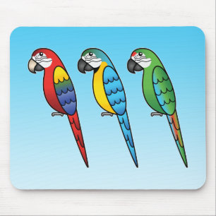 Niedlicher Cartoon Macaw Parrot Birds Mousepad