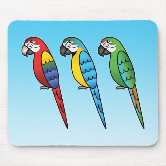 Niedlicher Cartoon Macaw Parrot Birds Mousepad (Vorne)