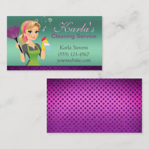 Niedlicher Cartoon Maid Sparkle House Reinigungsse Visitenkarte