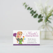 Niedlicher Cartoon Maid Sparkle House Reinigungsse Visitenkarte (Stehend Vorderseite)