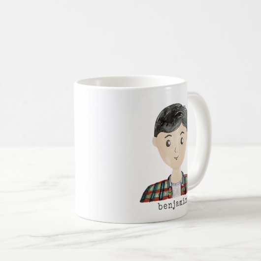 Niedlicher Cartoon Malerportrait Kaffeetasse (VorderseiteRechts)