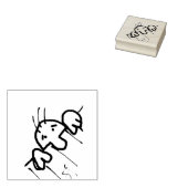 Niedlicher Cartoon-Mann pinkelt über einen Zaun Gummistempel (Stempel)