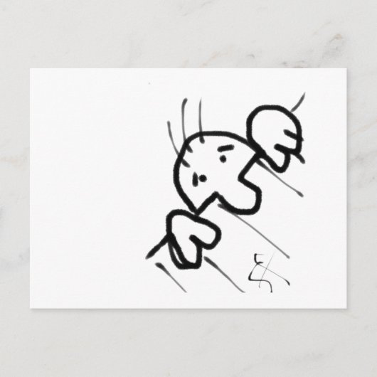 Niedlicher Cartoon-Mann pinkelt über einen Zaun Postkarte (Vorderseite)