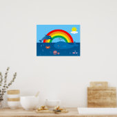 Niedlicher Cartoon Marine Life & Rainbow Custom Poster (Küche)