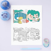 Niedlicher Cartoon-Meerjungfrau-Farbseite Flyer (Einzeln)