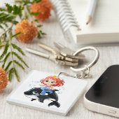 Niedlicher Cartoon Meerjungfrau und T - Shirt von Schlüsselanhänger (Vorderseite rechts)