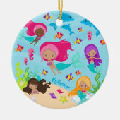 Niedlicher Cartoon Meerjungfrau Weihnachten Keramik Ornament (Vorne)