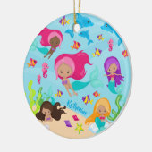 Niedlicher Cartoon Meerjungfrau Weihnachten Keramik Ornament (Links)