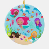 Niedlicher Cartoon Meerjungfrau Weihnachten Keramik Ornament (Hinten)