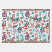 Niedlicher Cartoon-Meerjungfrauen auf weißem Hinte Decke (Vorderseite)