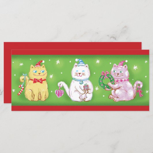 Niedlicher Cartoon Meowy Weihnachtskatzen in Weihn (Vorne/Hinten)