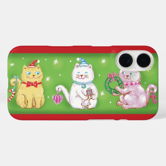 Niedlicher Cartoon Meowy Weihnachtskatzen in Weihn Case-Mate iPhone Hülle (Rückseite (Horizontal))