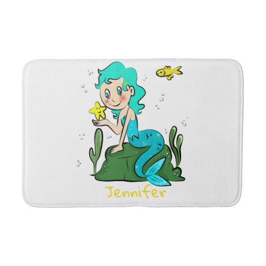 Niedlicher Cartoon Mermaid Badematte (Vorderseite)