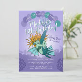 Niedlicher Cartoon Mermaid Girly Lila 13. Geburtst Einladung (Stehend Vorderseite)