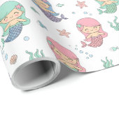 Niedlicher Cartoon Mermaid Pattern Geschenkpapier (Rolleneckpunkt)