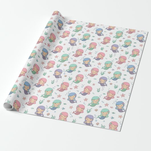 Niedlicher Cartoon Mermaid Pattern Geschenkpapier (Ungerollt)