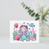 Niedlicher Cartoon Mermaid Postkarte (Stehend Vorderseite)