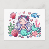 Niedlicher Cartoon Mermaid Postkarte (Vorderseite)