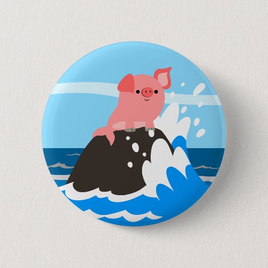 Niedlicher Cartoon MerSchweinezucht auf einem Rock Button (Vorderseite)