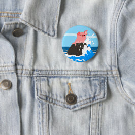 Niedlicher Cartoon MerSchweinezucht auf einem Rock Button