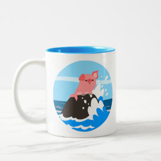 Niedlicher Cartoon Merwine auf einer Rock-Tasse Zweifarbige Tasse