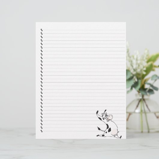 Niedlicher Cartoon Milchkuh Lined Pet Letterhead (Stehend Vorderseite)