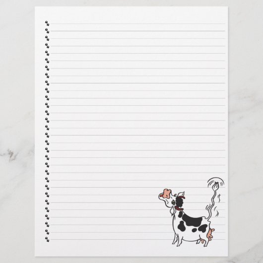 Niedlicher Cartoon Milchkuh Lined Pet Letterhead (Vorderseite)